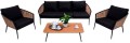 Duży Zestaw Mebli Ogrodowych Aluminiowe Sofa + Dwa Fotele + Stolik