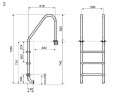 Drabina basenowa Maria 2 do 5 stopni stal 304