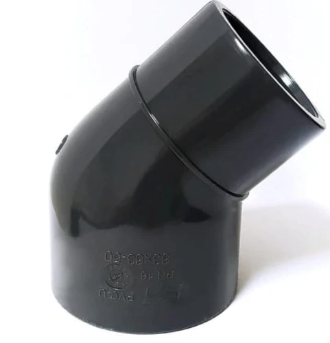 Kolano nyplowe  45 redukcja KW/KZ/KW 50/50/40mm PVC