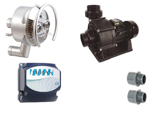 Przeciwprąd  HURAGAN DUO 99 m³/h [H= 2 m] komplet: pompa New Contra-5, 400 V, 4kW sterownik PIEZO Tebas, wkład przedni z zestawem montażowym w mur [bez rur, złączek i zaworów]